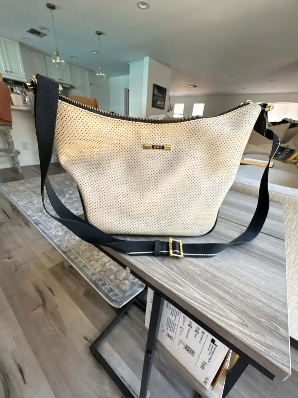 TOUS Perforated Hobo Shoulder Bag with Pink Lining